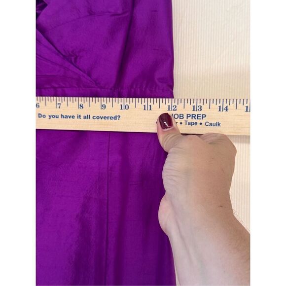 Watters Raw Silk bright purple tie back semiformal fit and flare dress sz 2 - Picture 7 of 7
